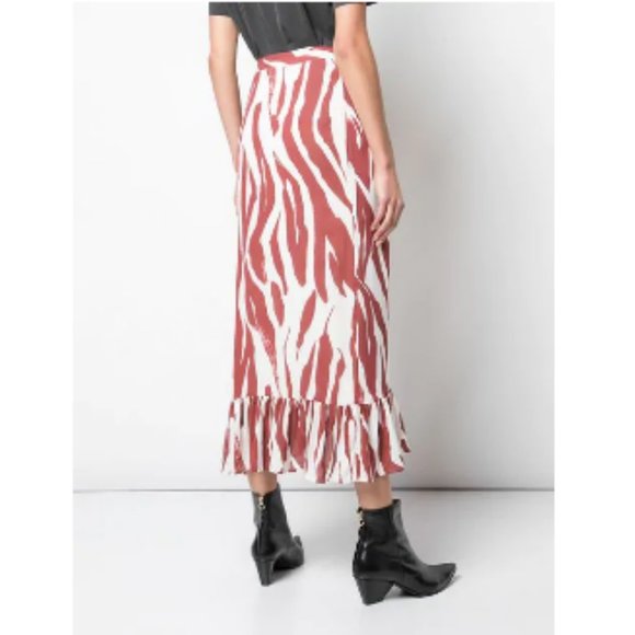 ANINE BING 'Lucky' Zebra Print Ruffled Wrap Skirt L NWT - Picture 9 of 15